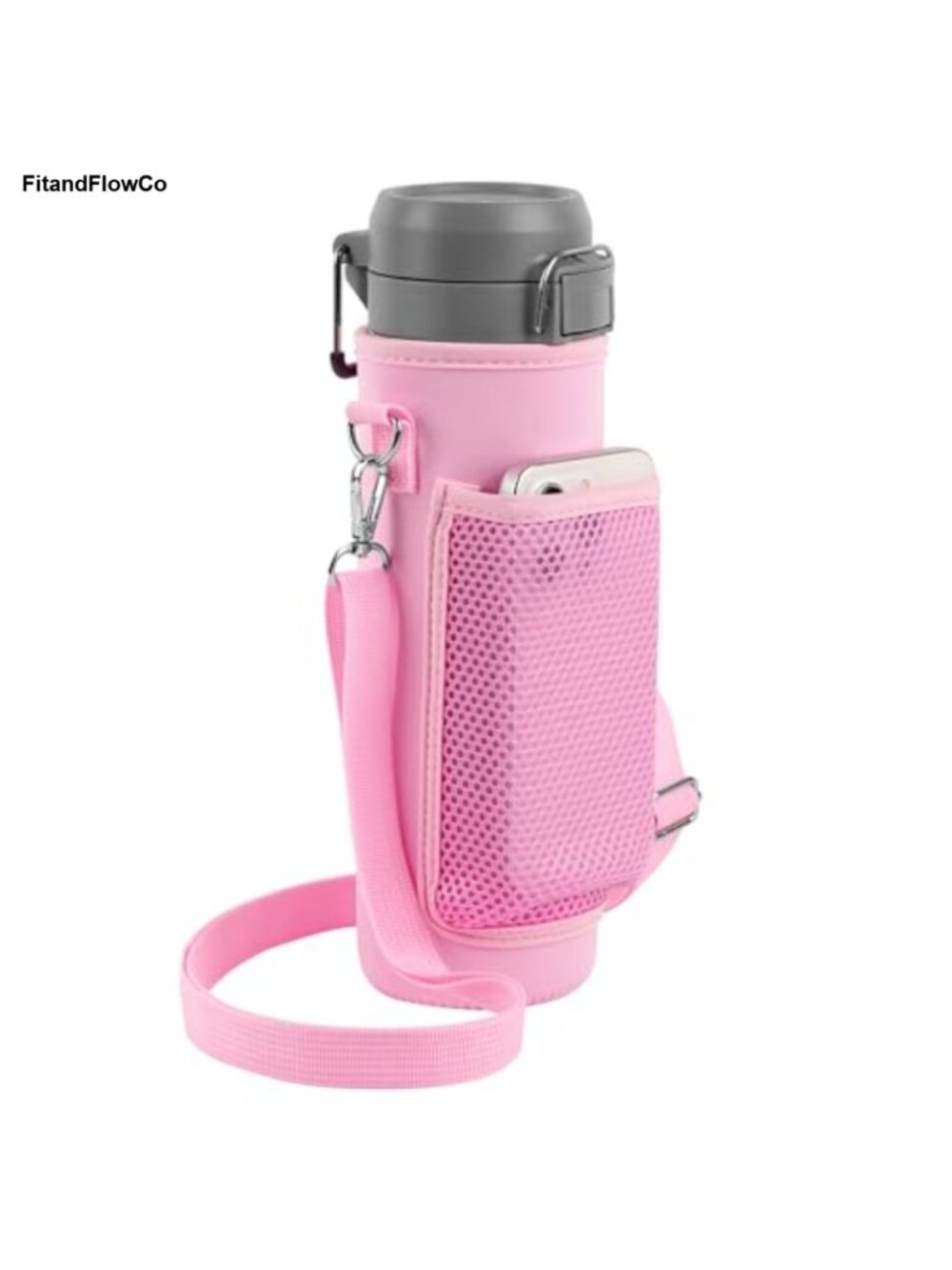 Neoprene Water Bottle Carrier Sling Crossbody Strap Phone Pocket